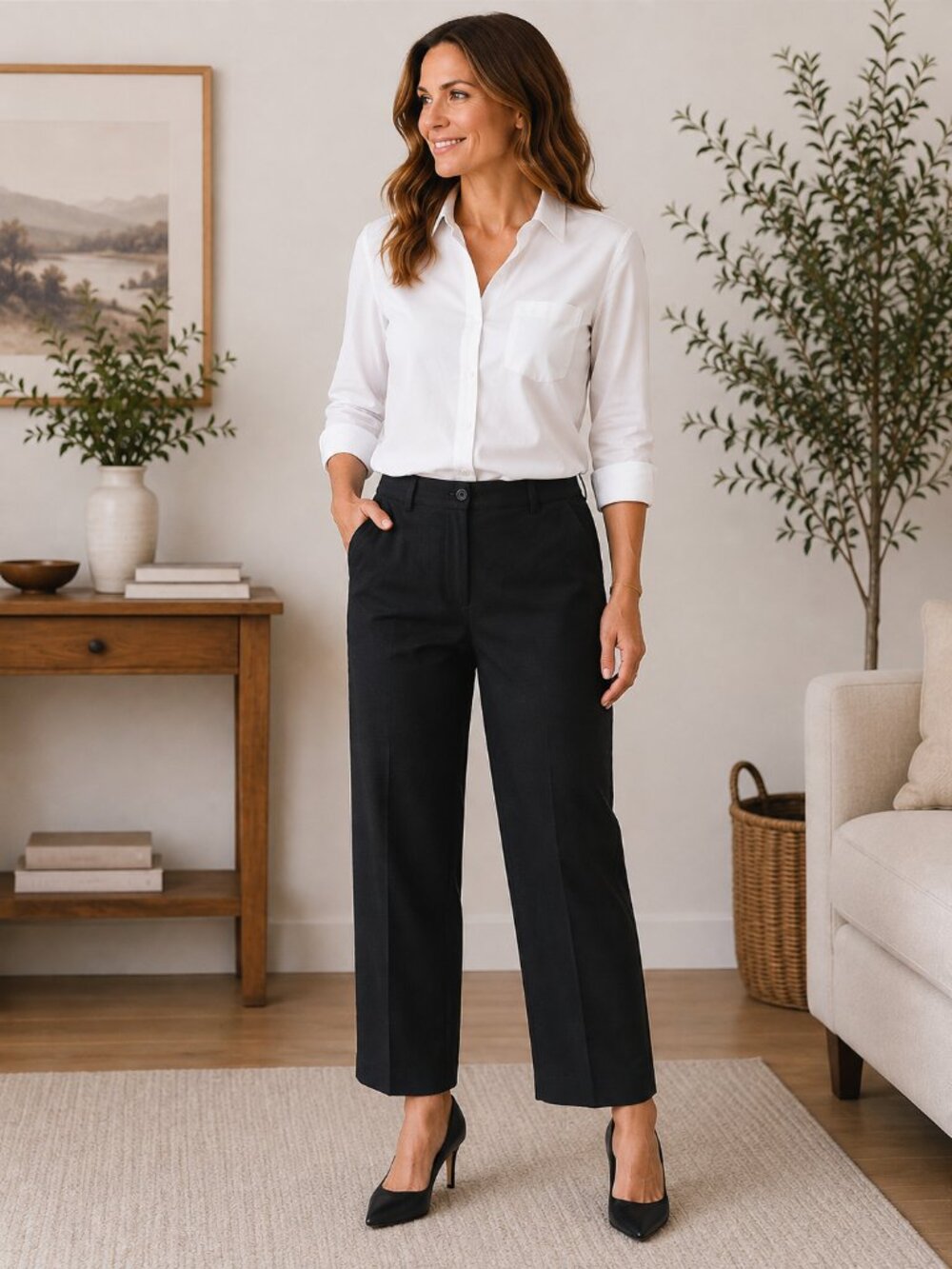 Talbots The Perfect Crop Black Cotton Pants Women’s Size 8 Ankle Straight 1429